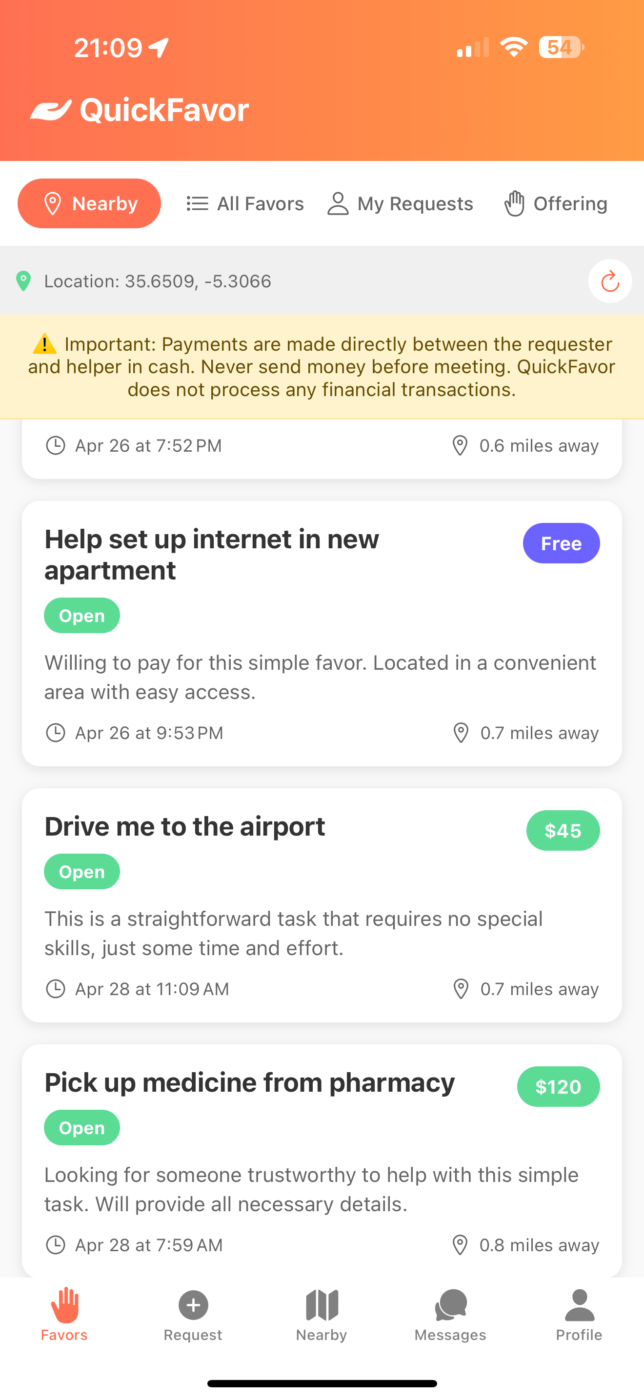 QuickFavor App Screenshot
